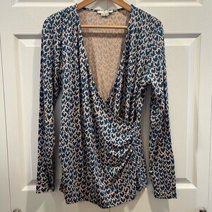 Boden Heart-Print Wrap Top Size 14R